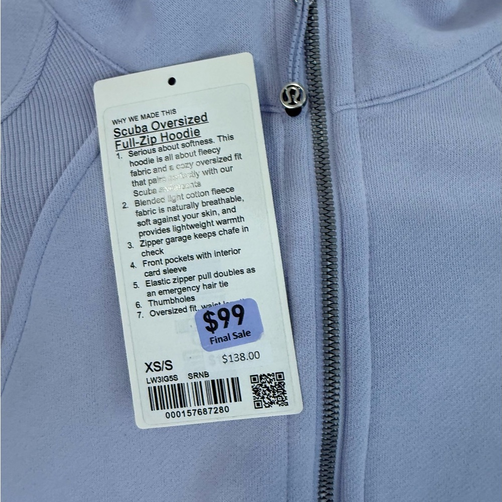 Lululemon Scuba oversized Full zip hoodie size XS/S - Picture 9 of 10